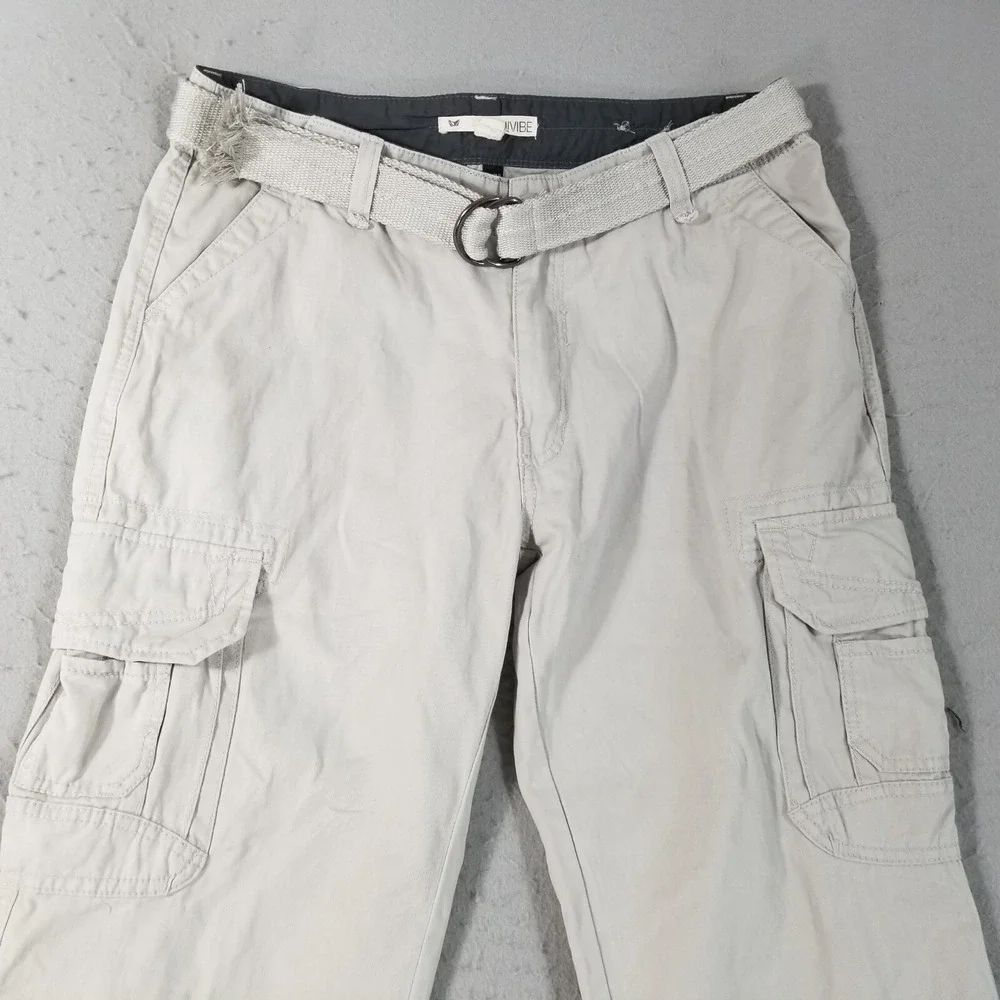 Univibe cargo pants men's 34x30 gray cotton grunge Street Y2K belt